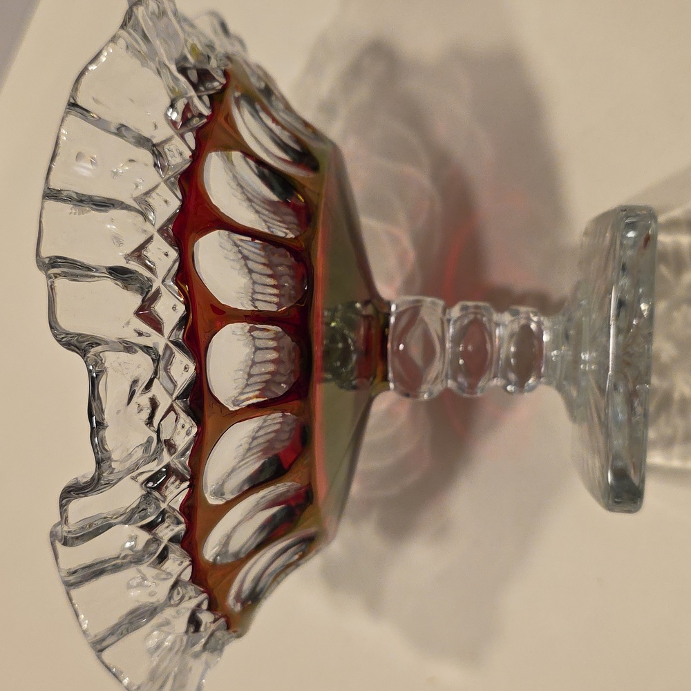 Vintage Westmoreland Red And Clear Candy Compote Dish